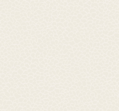 White wallpaper with cream reptile-scale texture and beige outlines.