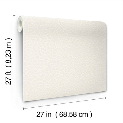 Cream crackle-textured wallpaper sample, 27in square with rounded corners, wall-mounted.