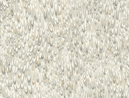 Beige, ivory, and gray marbled teardrop wallpaper pattern.