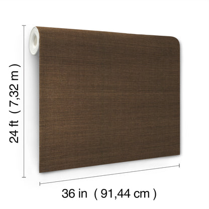 Brown sisal wallpaper with walnut grasscloth texture, 36 in wide by 24 ft tall, wall decor.