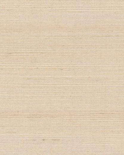 Beige grasscloth wallpaper with natural sisal woven texture and subtle color variation.