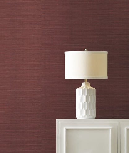 York Wallcoverings Designer Sisals Fan Deck Maguey Sisal Mulberry Wallpaper Traditional Grasscloth Reds   - GV0123NWFD