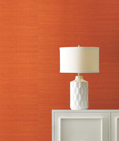 York Wallcoverings Grasscloth and Natural Resource Maguey Sisal Clementine Wallpaper Traditional Grasscloth Oranges   - GV0140NW