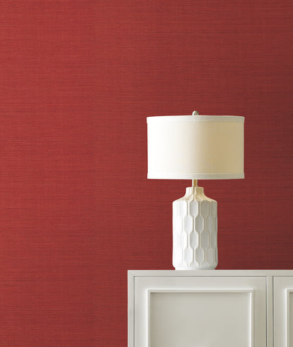 York Wallcoverings Designer Sisals Fan Deck Maguey Sisal Tomato Wallpaper Traditional Grasscloth Reds   - GV0141NWFD