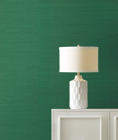 York Wallcoverings Designer Sisals Fan Deck Maguey Sisal Jade Wallpaper Traditional Grasscloth Greens   - GV0147NWFD