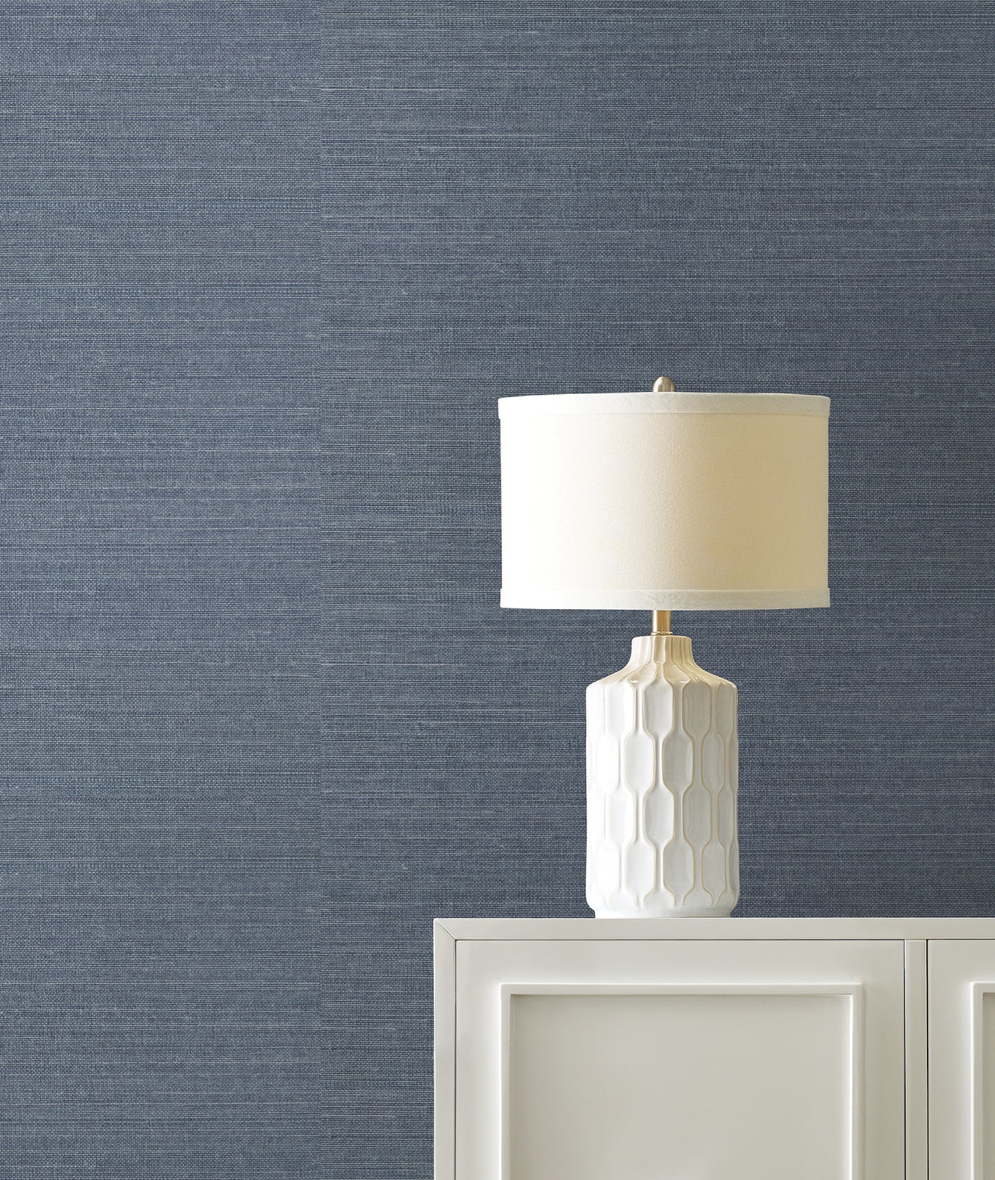 York Wallcoverings Designer Sisals Fan Deck Maguey Sisal Denim Wallpaper Traditional Grasscloth Blues   - GV0163NWFD