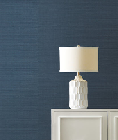 York Wallcoverings Designer Sisals Fan Deck Maguey Sisal Indigo Wallpaper Traditional Grasscloth Blues   - GV0165NWFD