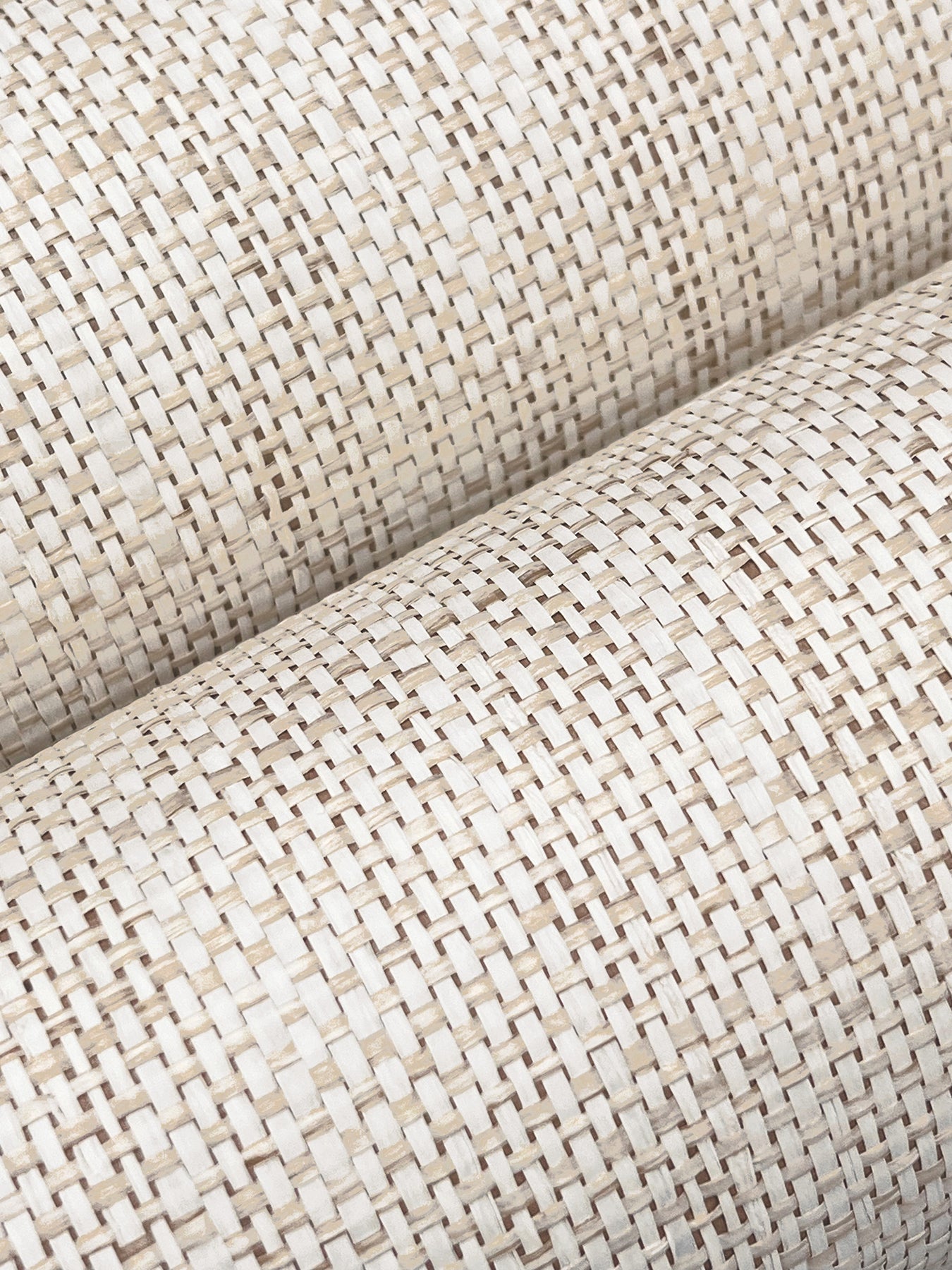 Beige grasscloth wallpaper with a tight woven texture and natural-fiber look.