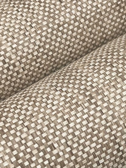 York Wallcoverings Grasscloth and Natural Resource Kami Paperweave Mushroom Wallpaper Feature Wall Paper Weave Browns   - GV0186LM