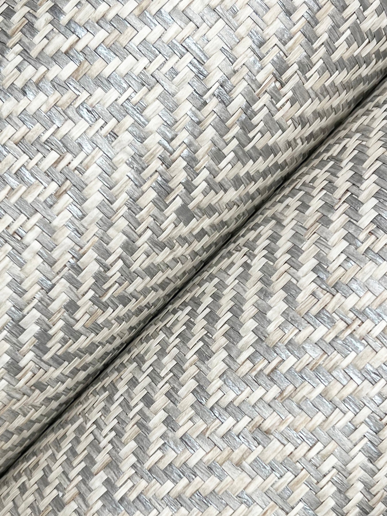 York Wallcoverings Grasscloth and Natural Resource Tailored Weave Grey Wallpaper Traditional Grasscloth Greys   - GV0191