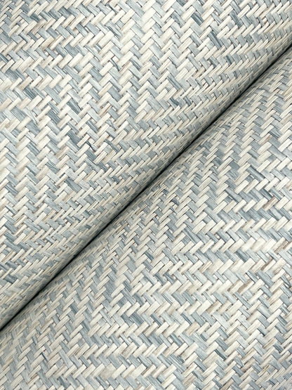 York Wallcoverings Grasscloth and Natural Resource Tailored Weave Sea Glass Wallpaper Traditional Grasscloth Blues   - GV0195