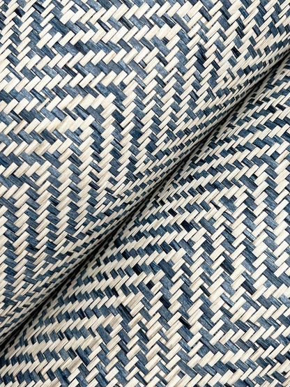 York Wallcoverings Grasscloth and Natural Resource Tailored Weave Blue Wallpaper Traditional Grasscloth Blues   - GV0196