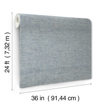 York Wallcoverings Grasscloth and Natural Resource Tailored Weave Blue Wallpaper Traditional Grasscloth Blues   - GV0196