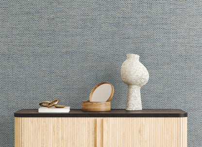 York Wallcoverings Grasscloth and Natural Resource Tailored Weave Blue Wallpaper Traditional Grasscloth Blues   - GV0196
