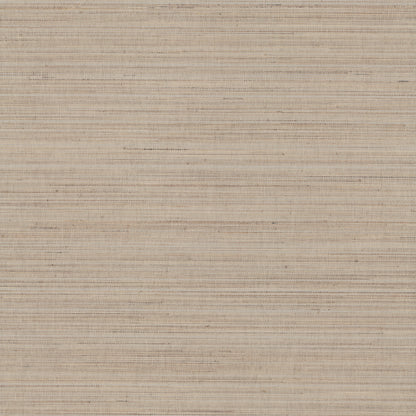 Taupe grasscloth wallpaper with marled abaca texture; natural woven wallcovering.