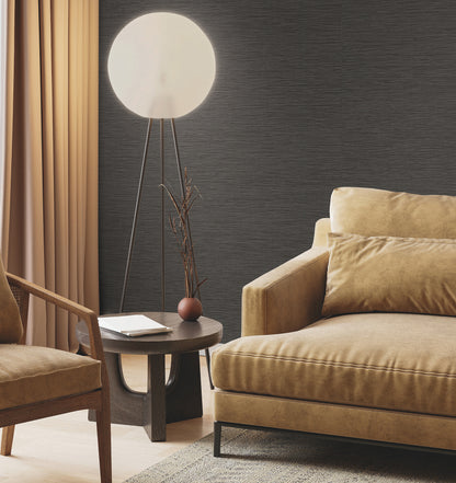 York Wallcoverings Grasscloth and Natural Resource Horizon Paperweave Black Wallpaper Traditional Grasscloth Blacks   - GV0221