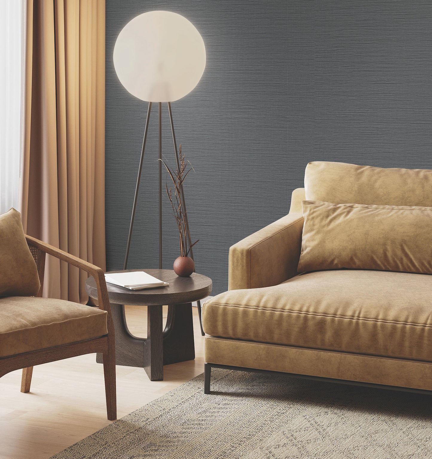 York Wallcoverings Grasscloth and Natural Resource Horizon Paperweave Navy Wallpaper Traditional Grasscloth Blues   - GV0224