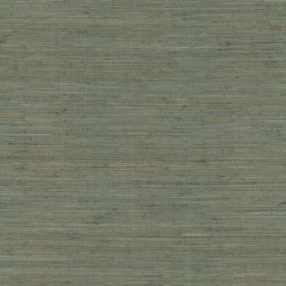 Muted teal grasscloth wallpaper texture with subtle horizontal tan stripes.