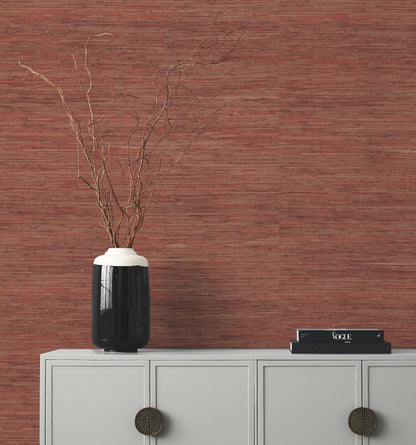 York Wallcoverings Grasscloth and Natural Resource Knotted Grass Brick Wallpaper Traditional Grasscloth Reds   - GV0233