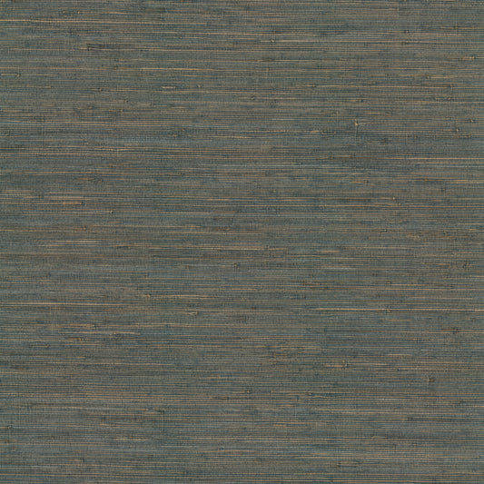 York Wallcoverings Grasscloth and Natural Resource Knotted Grass Dark Teal Wallpaper Traditional Grasscloth Blues   - GV0234