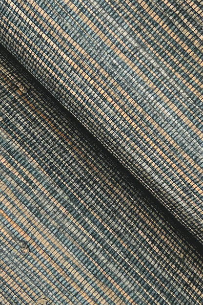 York Wallcoverings Grasscloth and Natural Resource Knotted Grass Dark Teal Wallpaper Traditional Grasscloth Blues   - GV0234
