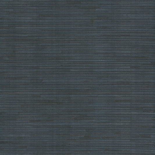 York Wallcoverings Grasscloth and Natural Resource Hyacinth Leaf Navy Wallpaper Traditional Novelty Blacks   - GV0237