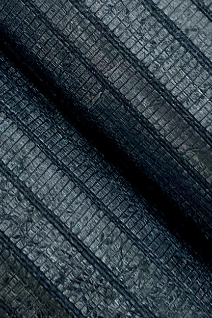 York Wallcoverings Grasscloth and Natural Resource Hyacinth Leaf Navy Wallpaper Traditional Novelty Blacks   - GV0237