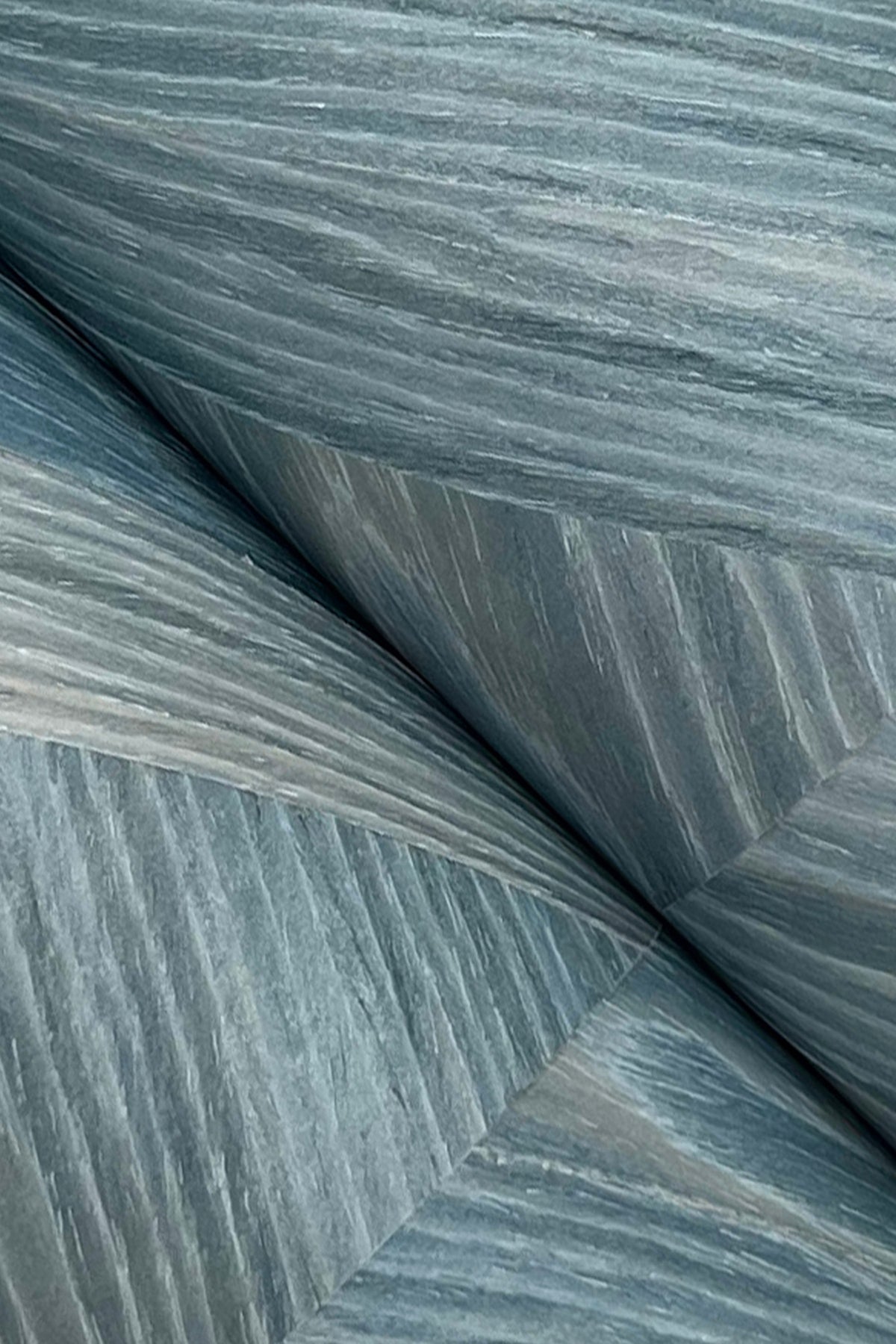 York Wallcoverings Grasscloth and Natural Resource Interlocking Wood Ocean Wallpaper Traditional Wood Veneer Blues   - GV0242