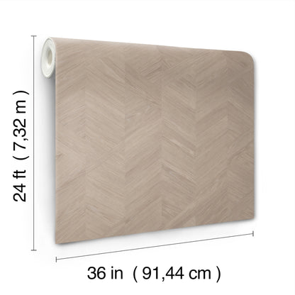York Wallcoverings Grasscloth and Natural Resource Interlocking Wood Taupe Wallpaper Traditional Wood Veneer Browns   - GV0243
