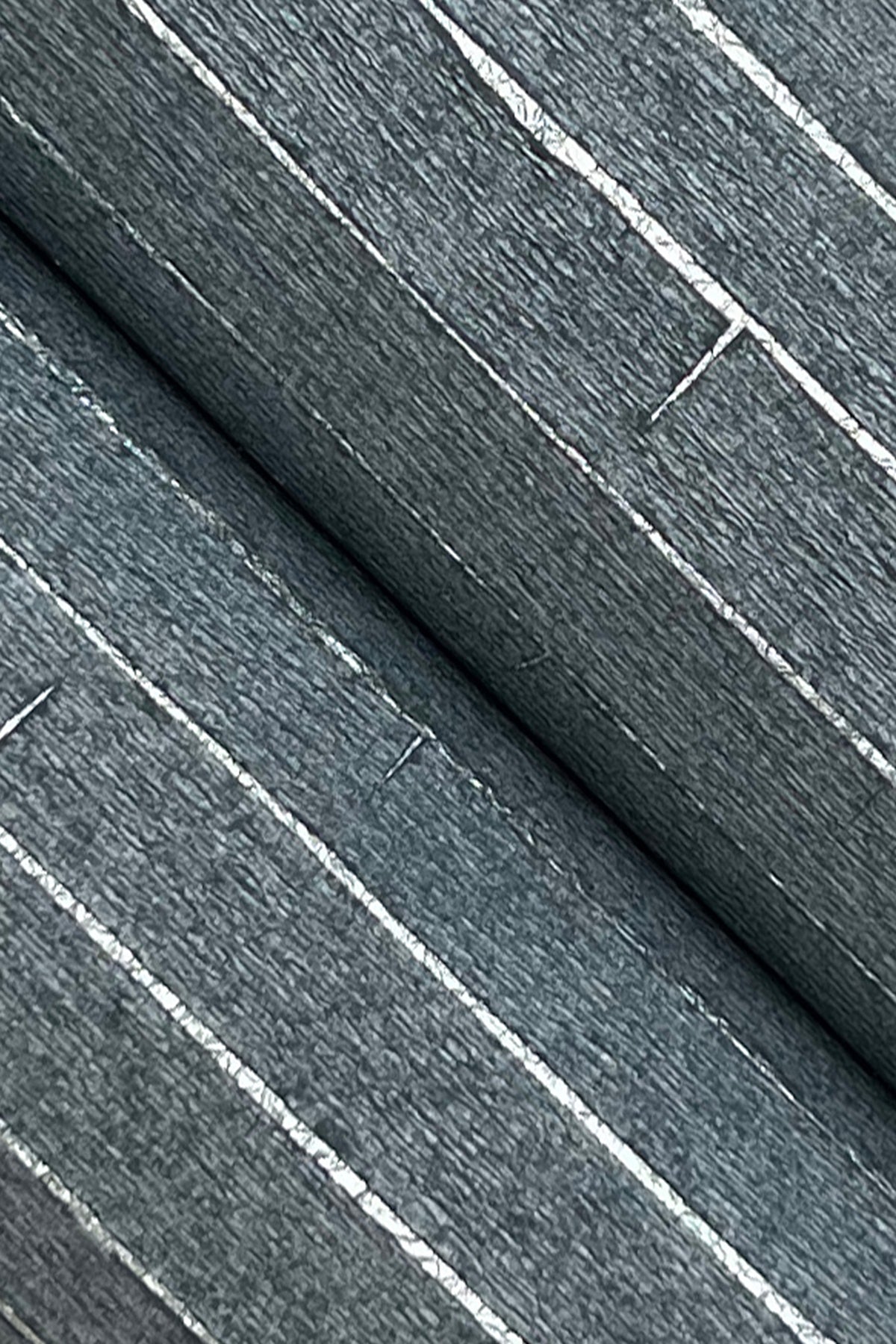 York Wallcoverings Grasscloth and Natural Resource Handcrafted Shimmering Paper Denim Wallpaper Feature Wall Novelty Blues   - GV0254