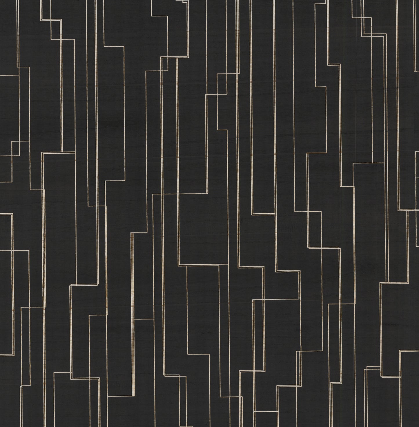 York Wallcoverings Grasscloth and Natural Resource Inlay Line Black Wallpaper Traditional Wood Veneer Blacks   - GV0256