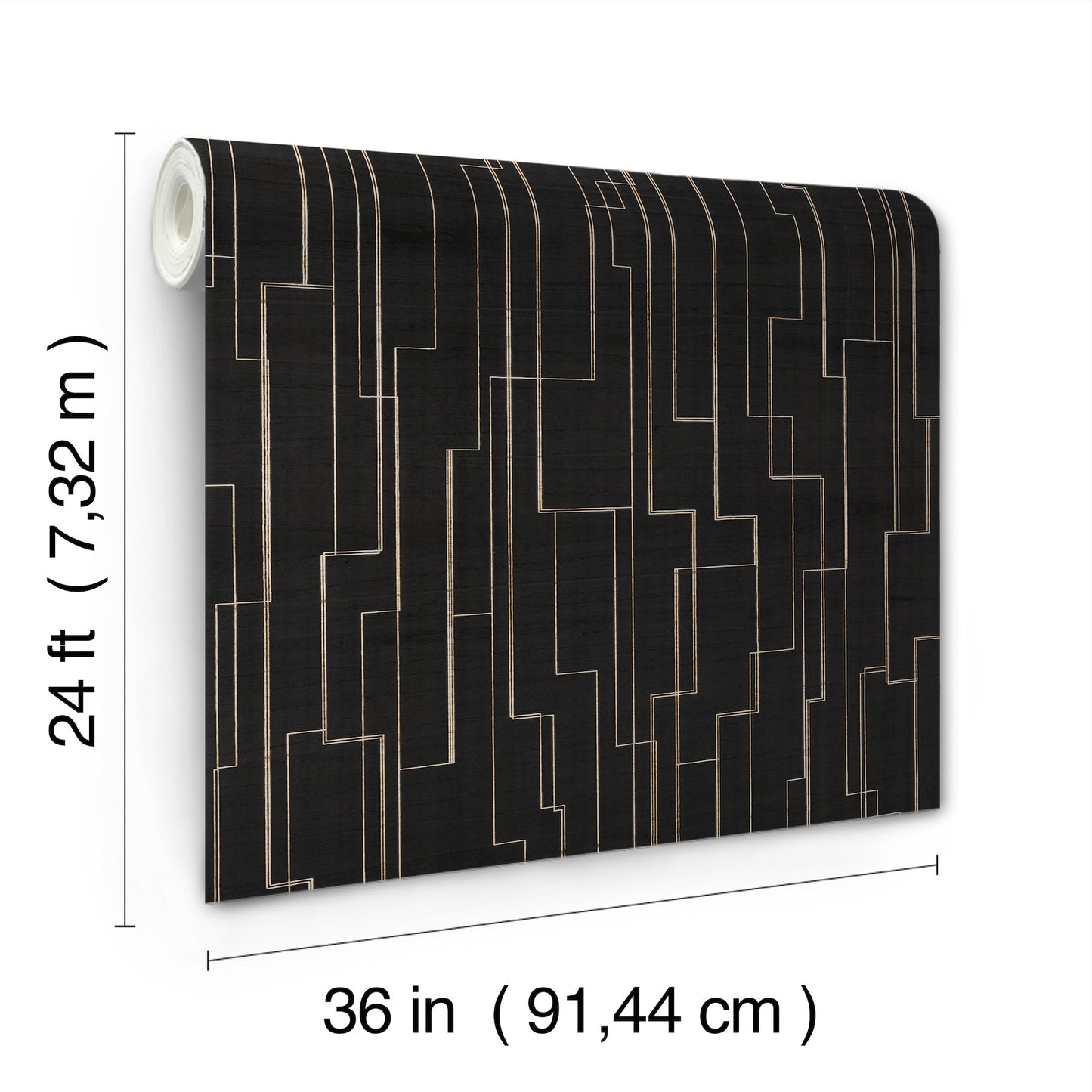 York Wallcoverings Grasscloth and Natural Resource Inlay Line Black Wallpaper Traditional Wood Veneer Blacks   - GV0256