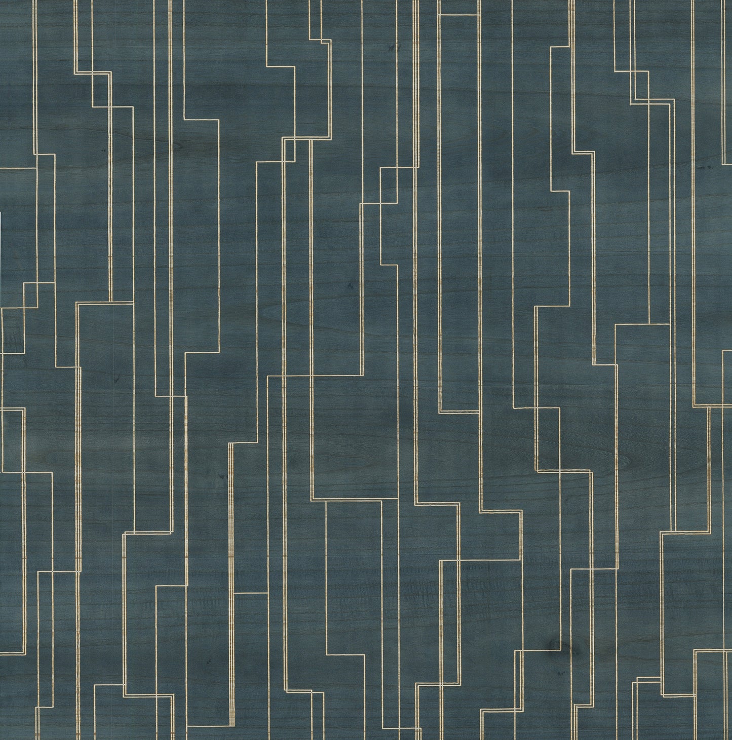 York Wallcoverings Grasscloth and Natural Resource Inlay Line Peacock Wallpaper Traditional Wood Veneer Blues   - GV0258