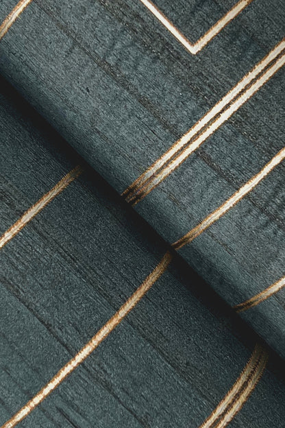 York Wallcoverings Grasscloth and Natural Resource Inlay Line Peacock Wallpaper Traditional Wood Veneer Blues   - GV0258