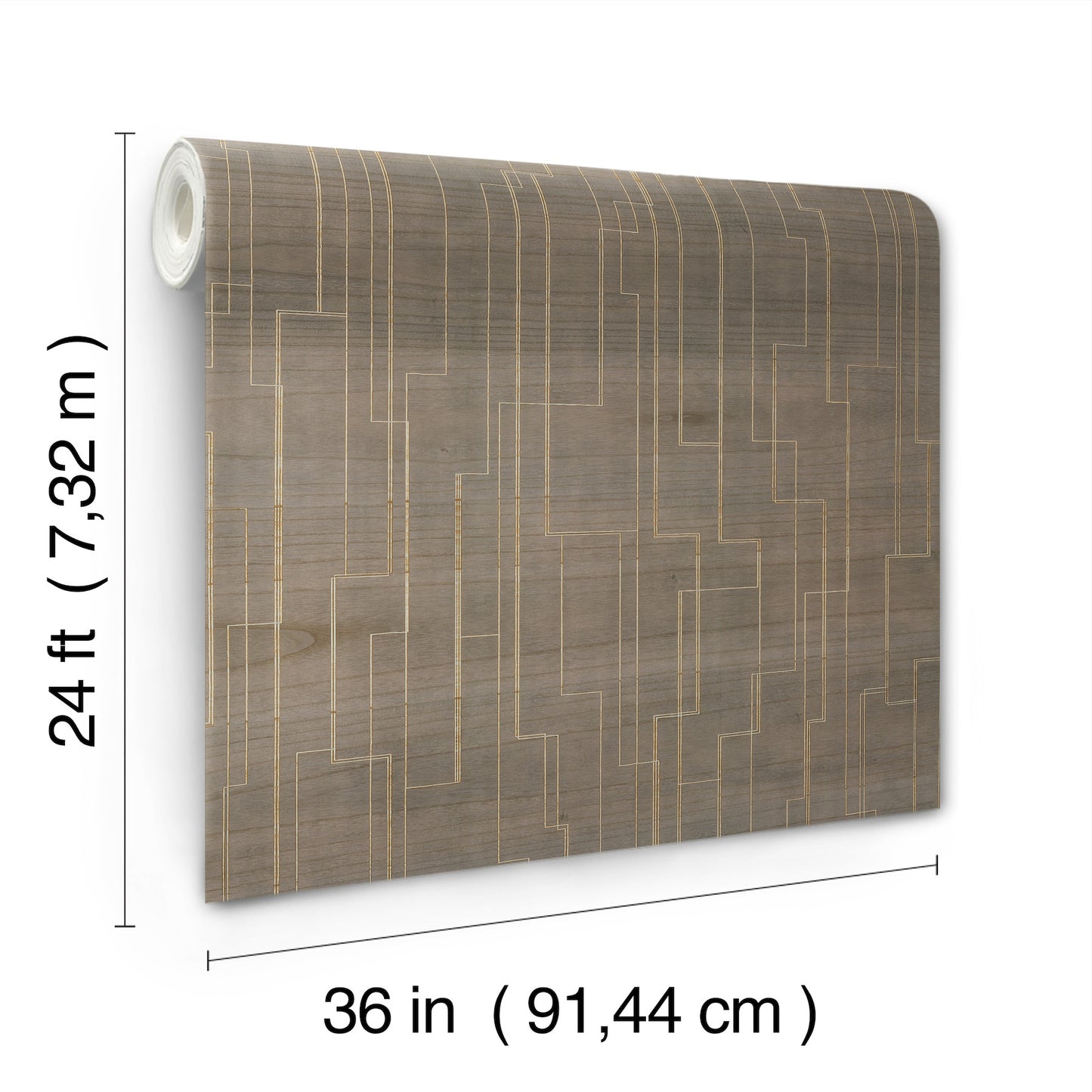 York Wallcoverings Grasscloth and Natural Resource Inlay Line Mink Wallpaper Traditional Wood Veneer Browns   - GV0259