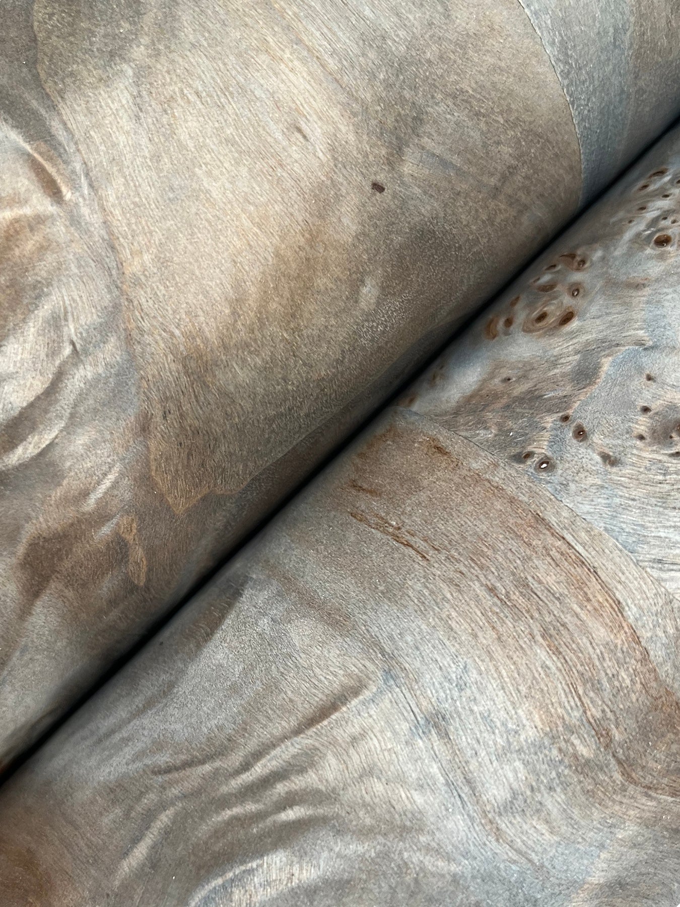 York Wallcoverings Grasscloth and Natural Resource Burlwood Smoke Wallpaper Feature Wall Wood Veneer Greys   - GV0267