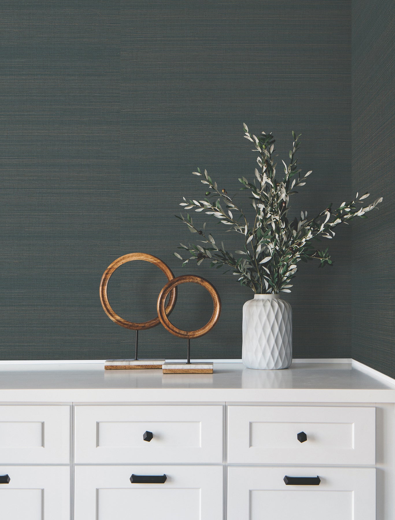 York Wallcoverings Grasscloth and Natural Resource Modern Abaca Peacock Wallpaper Traditional Grasscloth Blues   - GV0271