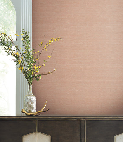 York Wallcoverings Grasscloth and Natural Resource Delicate Abaca Brick Wallpaper Traditional Grasscloth Reds   - GV0281