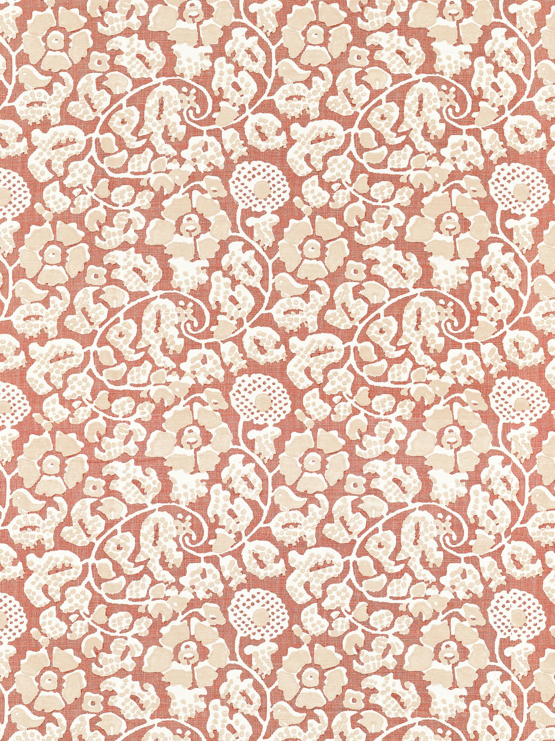 SCALAMANDRE  MAIDEN FLORAL FABRIC TERRACOTTA   - GW 000116629