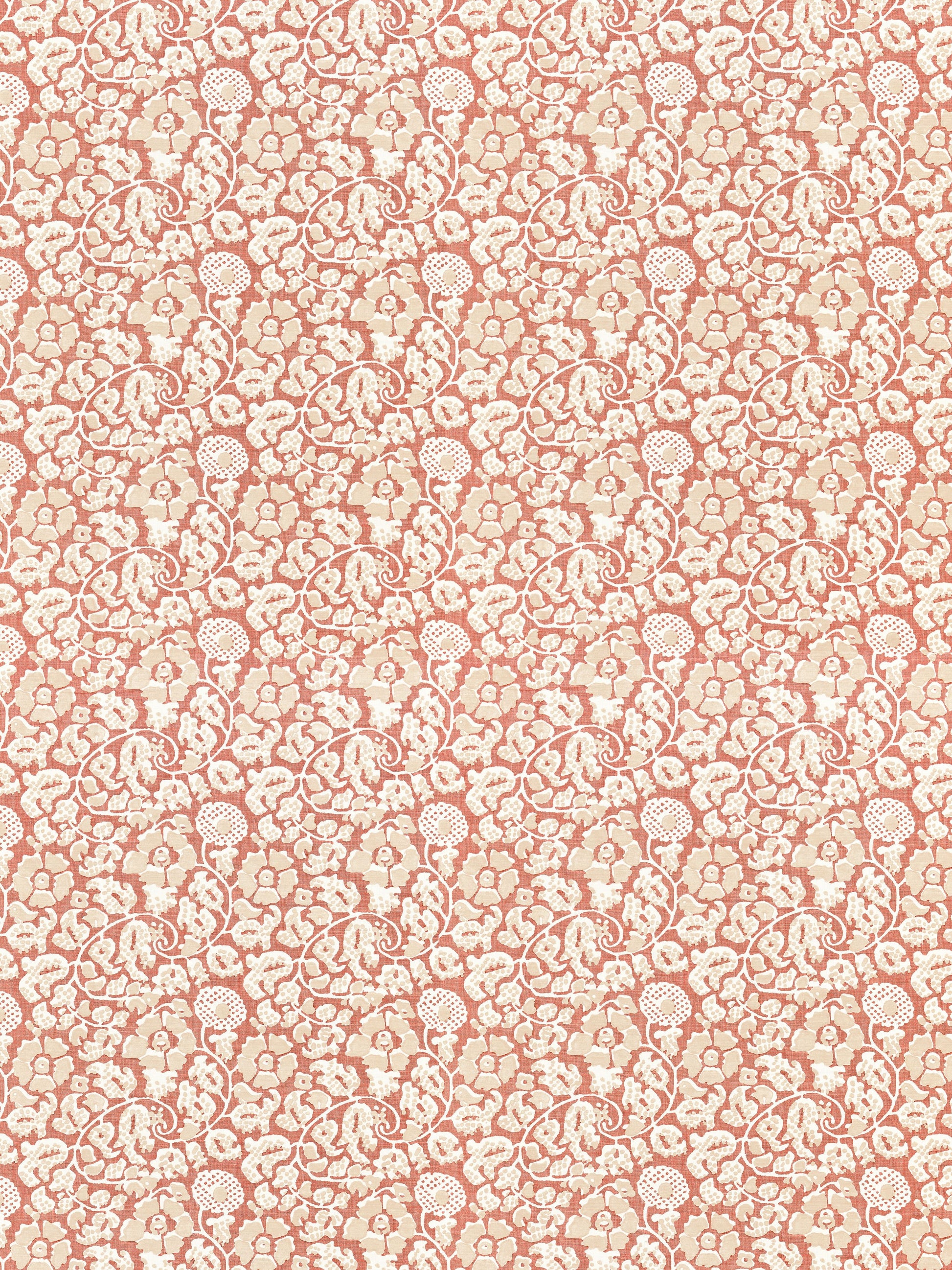 Cream and dusty pink damask floral pattern; vintage lace-inspired textile.