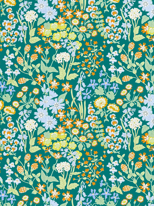 SCALAMANDRE  NYMPH FLORAL FABRIC EMERALD MULTI   - GW 000216630