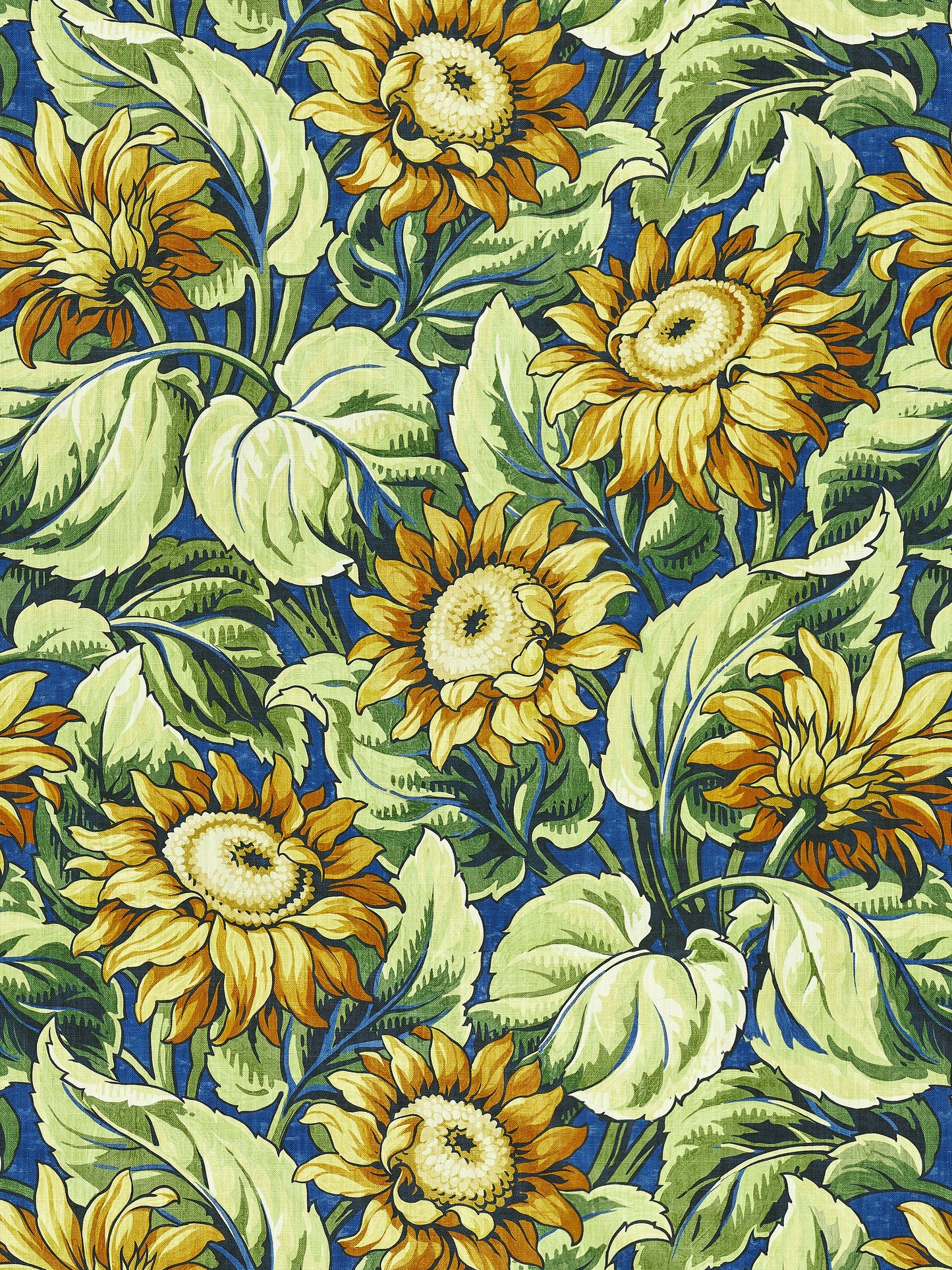 SCALAMANDRE  SUNFLOWER PRINT FABRIC COBALT   - GW 000216631