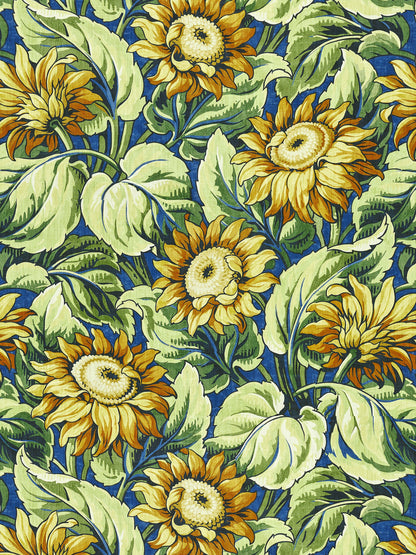 SCALAMANDRE  SUNFLOWER PRINT FABRIC COBALT   - GW 000216631 NEW SKU # GW166310002