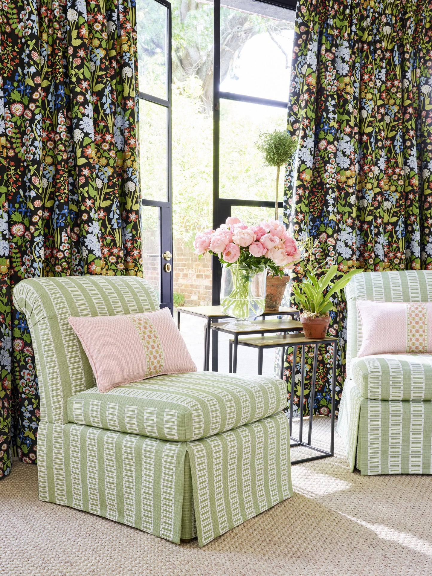 SCALAMANDRE  LARK STRIPE FABRIC GRASS   - GW 000227245 NEW SKU # GW272450002