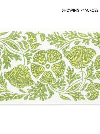 Leaves of Grass botanical print on white; decorative printed fabric tape for trim or edging.