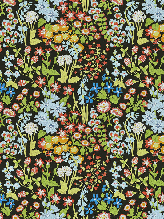 SCALAMANDRE  NYMPH FLORAL FABRIC BLACK MULTI   - GW 000316630