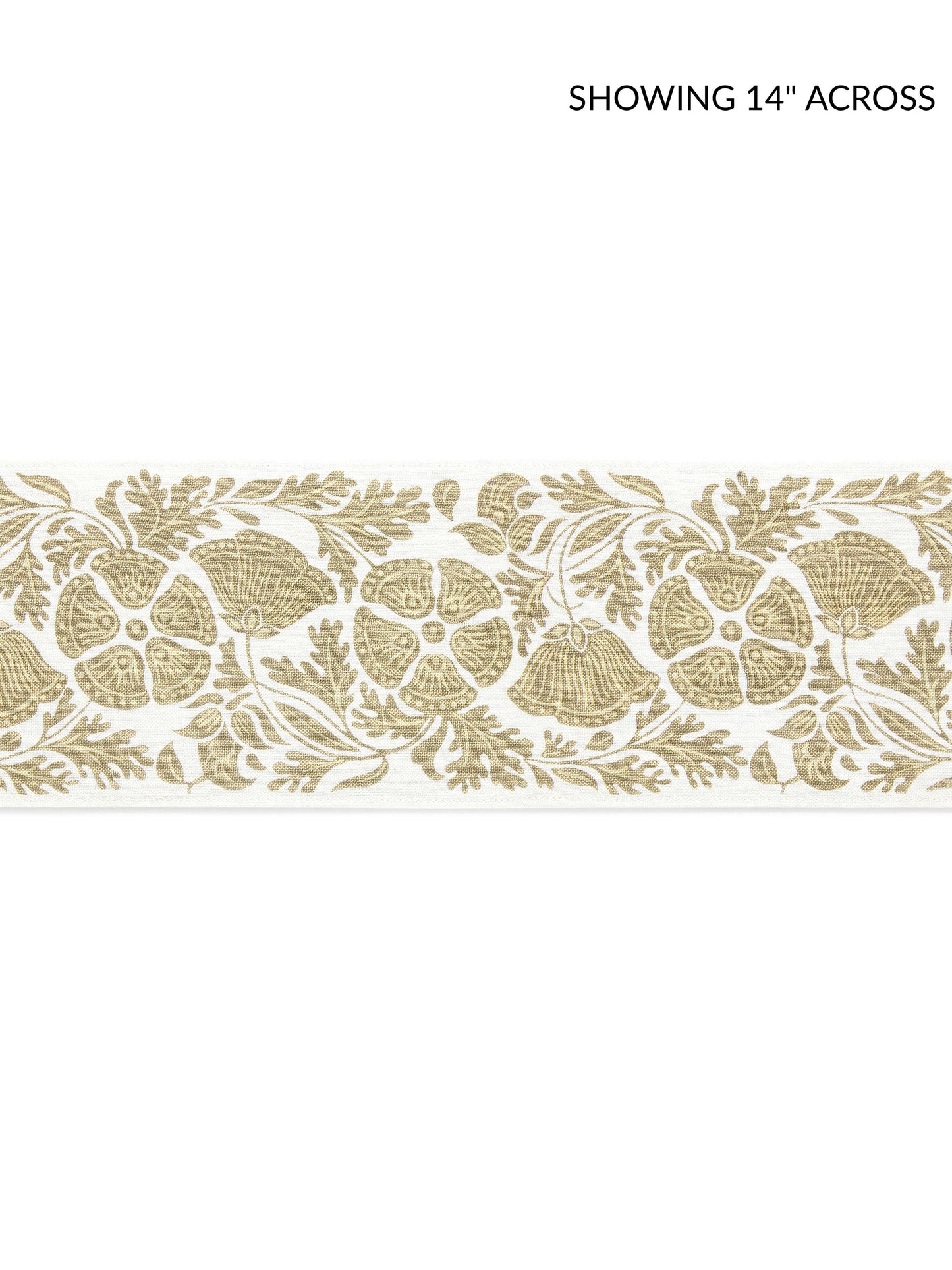 Gold wheat-field print on white background; decorative fabric tape.