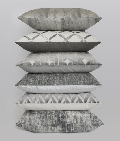 D.V. KAP HOME   24" x 24" Granville Pillow - Silver Embroidery, Transitional, Geometric    - 3089-S-2424