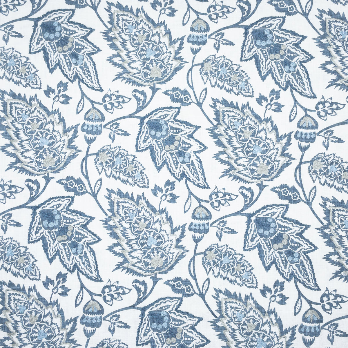 STOUT TEXTILES  MULTIPURPOSE,EMBROIDERIES TRANSITIONAL,, FLORAL DRESDEN,SLATE   - HAGE-1