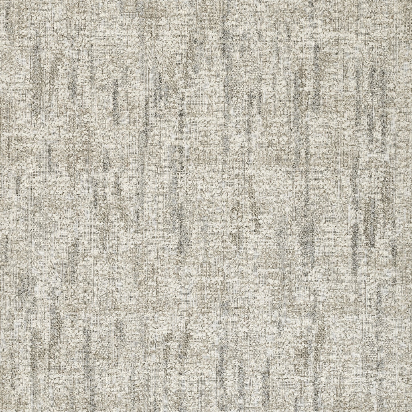 Rectangular area rug in gray & beige with distressed abstract geometric pattern; soft textured weave.